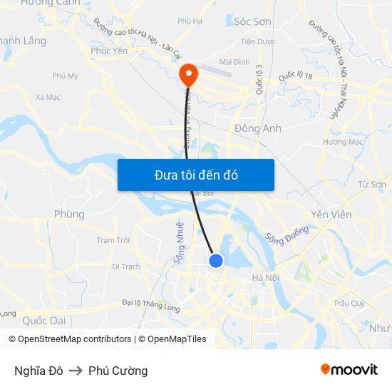 Nghĩa Đô to Phú Cường map