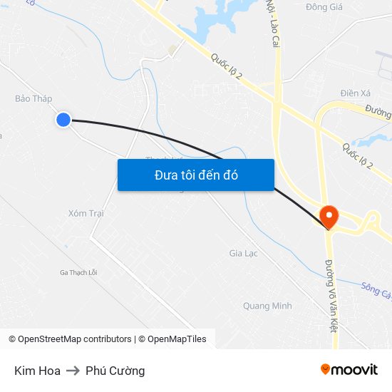 Kim Hoa to Phú Cường map