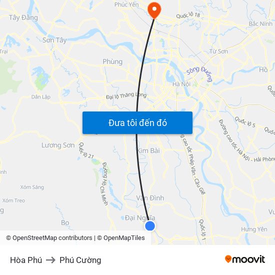 Hòa Phú to Phú Cường map