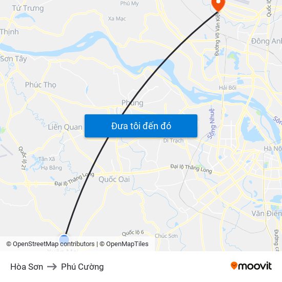 Hòa Sơn to Phú Cường map