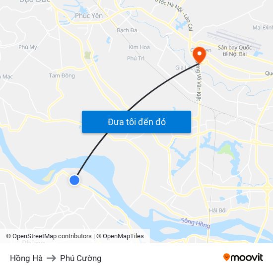 Hồng Hà to Phú Cường map
