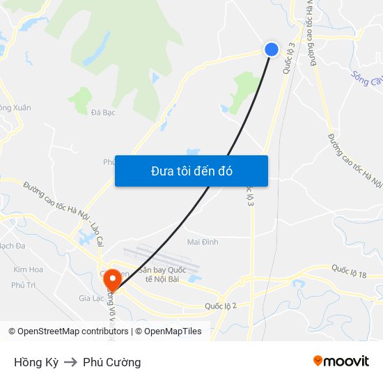 Hồng Kỳ to Phú Cường map