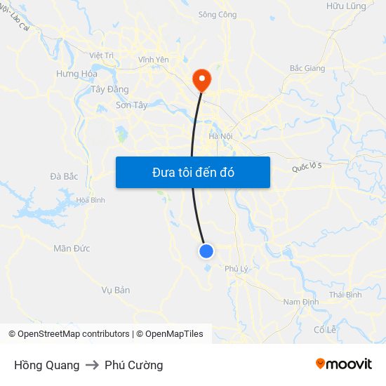 Hồng Quang to Phú Cường map