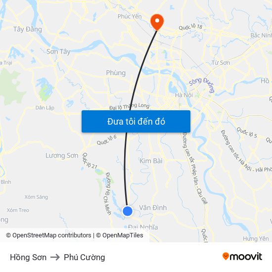 Hồng Sơn to Phú Cường map