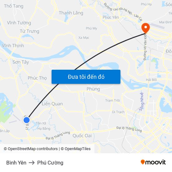 Bình Yên to Phú Cường map