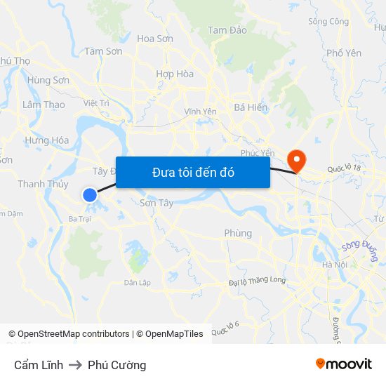 Cẩm Lĩnh to Phú Cường map