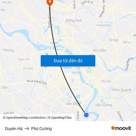 Duyên Hà to Phú Cường map