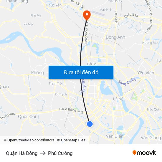 Quận Hà Đông to Phú Cường map