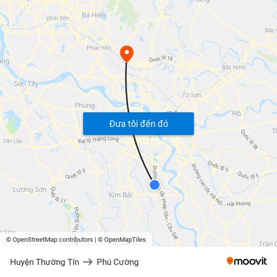 Huyện Thường Tín to Phú Cường map