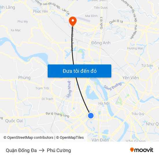 Quận Đống Đa to Phú Cường map