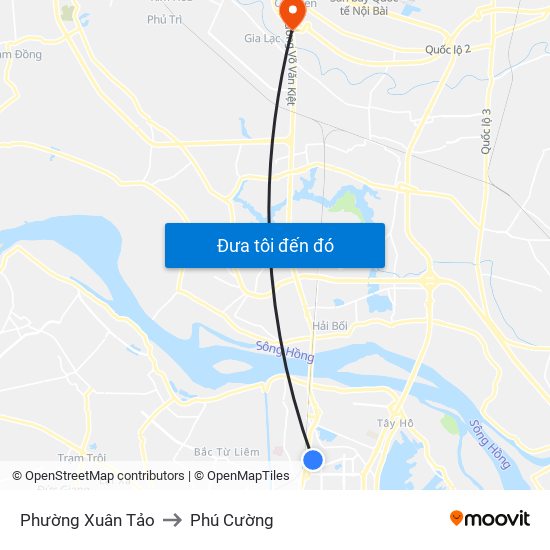 Phường Xuân Tảo to Phú Cường map