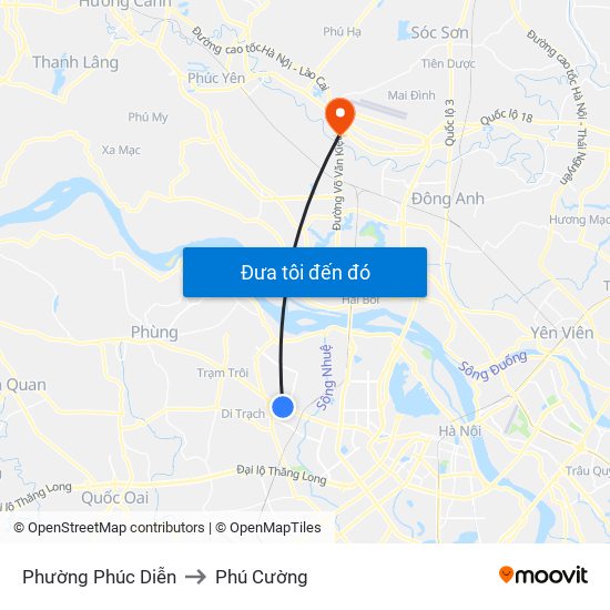 Phường Phúc Diễn to Phú Cường map