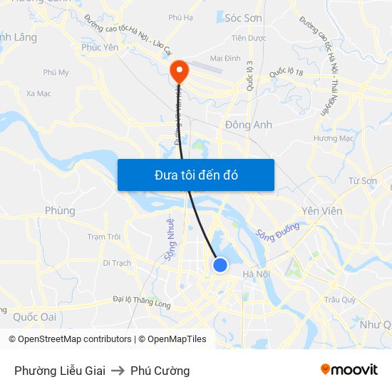 Phường Liễu Giai to Phú Cường map
