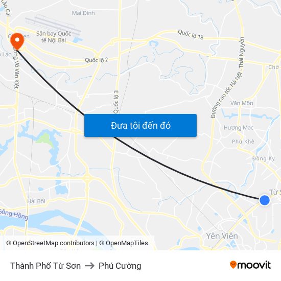 Thành Phố Từ Sơn to Phú Cường map