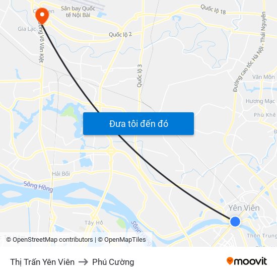 Thị Trấn Yên Viên to Phú Cường map