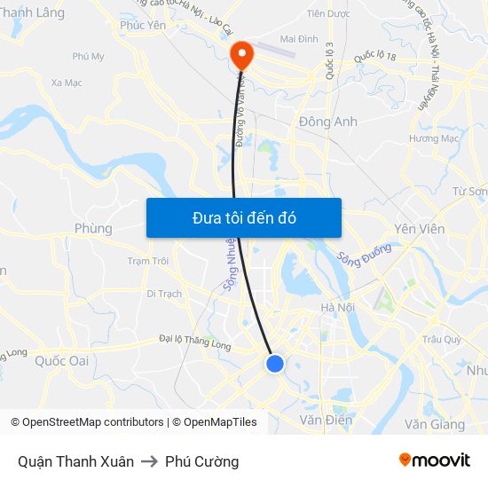 Quận Thanh Xuân to Phú Cường map