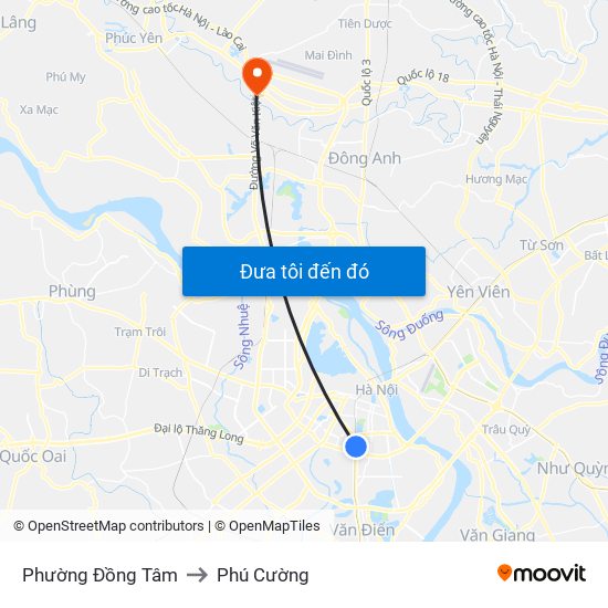 Phường Đồng Tâm to Phú Cường map