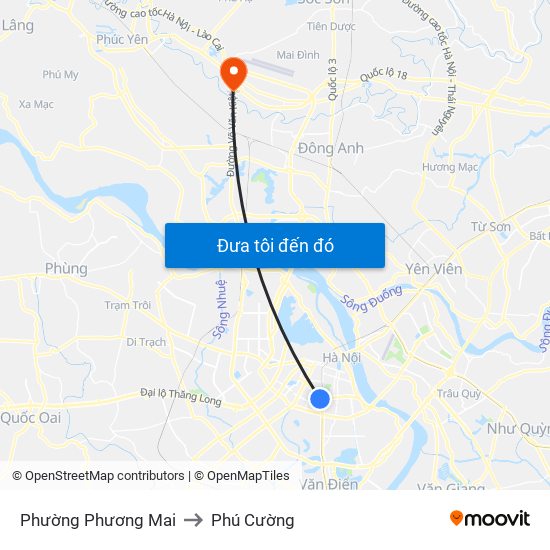 Phường Phương Mai to Phú Cường map