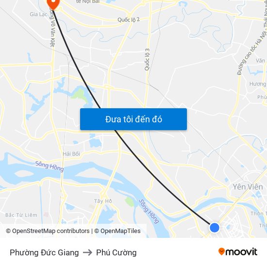 Phường Đức Giang to Phú Cường map