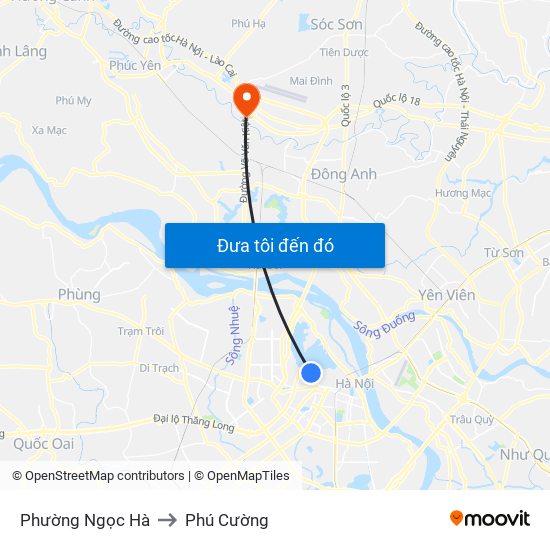 Phường Ngọc Hà to Phú Cường map