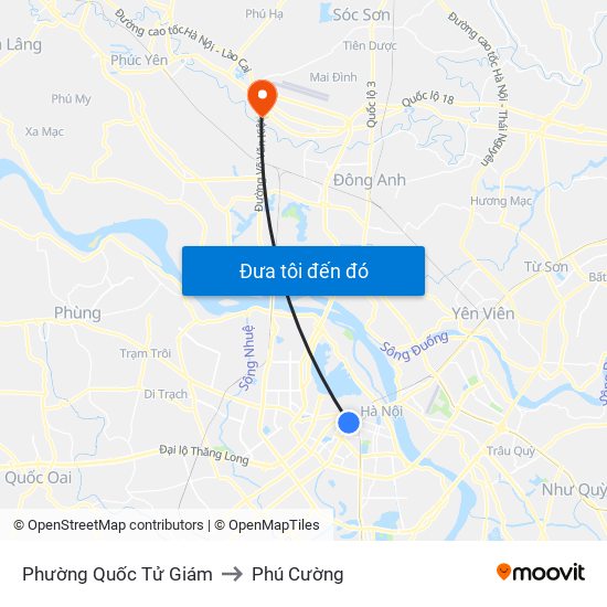 Phường Quốc Tử Giám to Phú Cường map