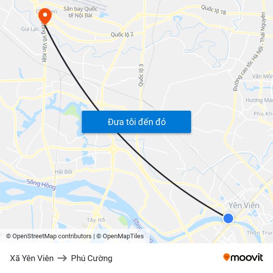 Xã Yên Viên to Phú Cường map