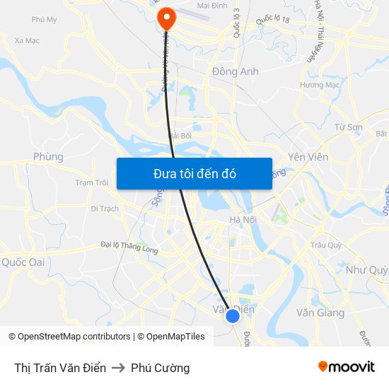 Thị Trấn Văn Điển to Phú Cường map