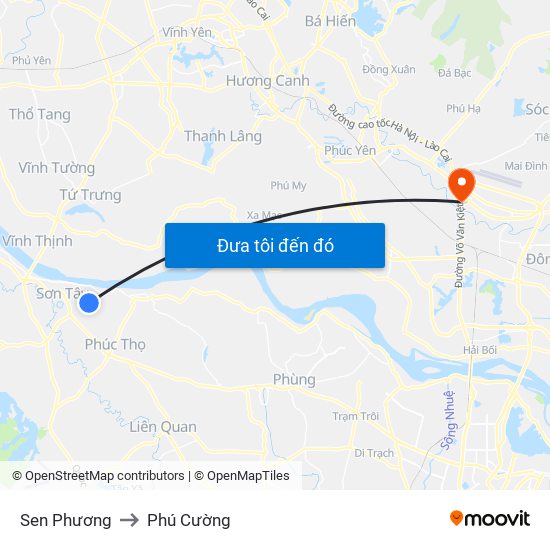 Sen Phương to Phú Cường map