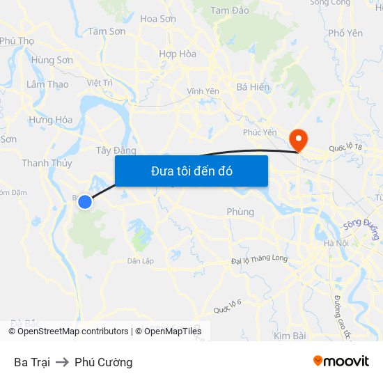 Ba Trại to Phú Cường map