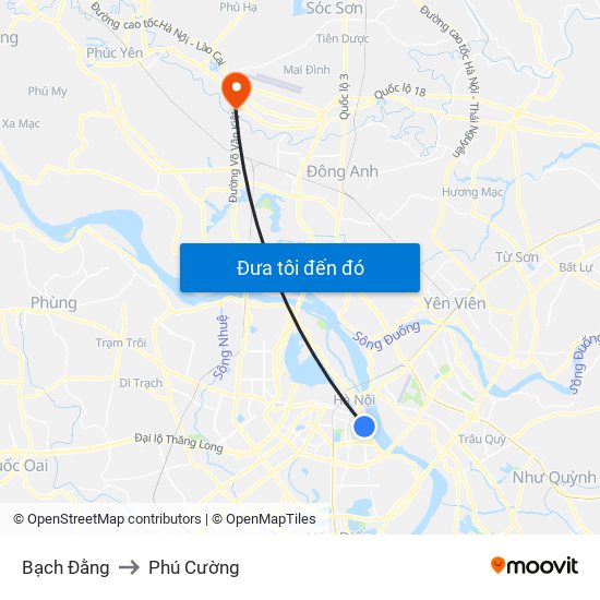 Bạch Đằng to Phú Cường map