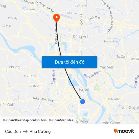 Cầu Dền to Phú Cường map