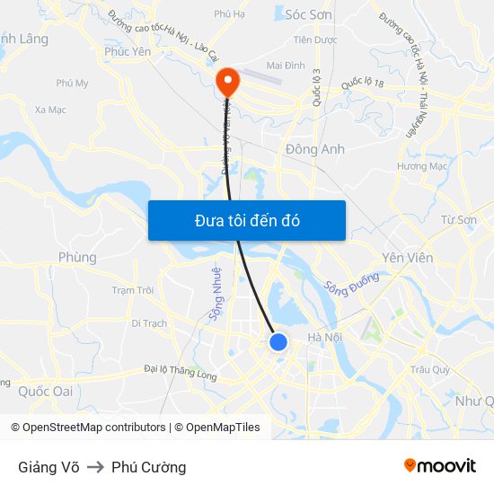 Giảng Võ to Phú Cường map