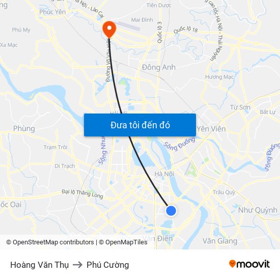 Hoàng Văn Thụ to Phú Cường map