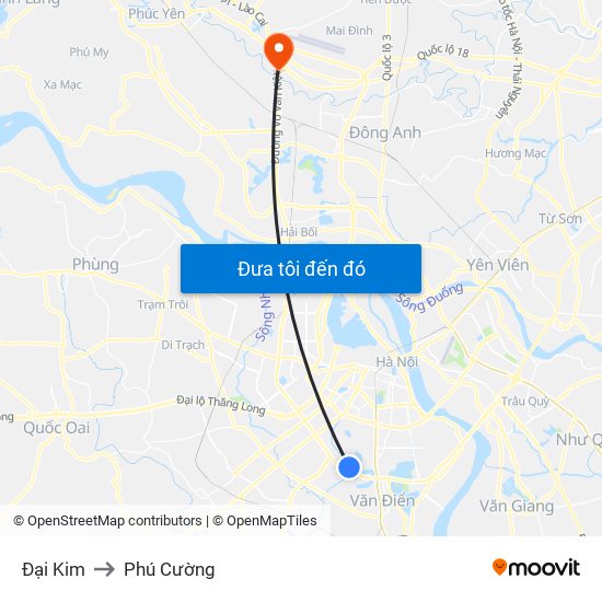 Đại Kim to Phú Cường map