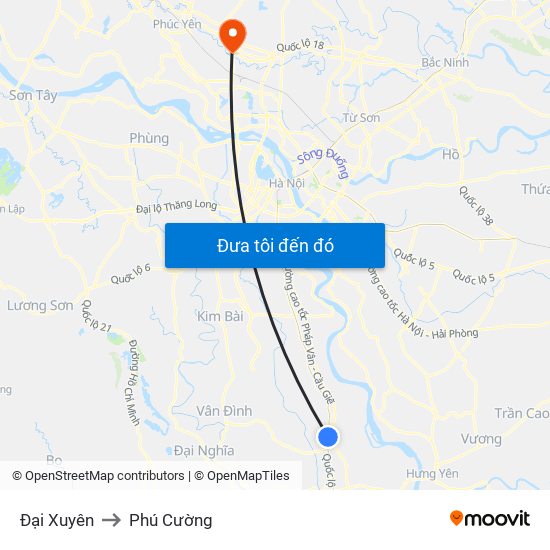 Đại Xuyên to Phú Cường map