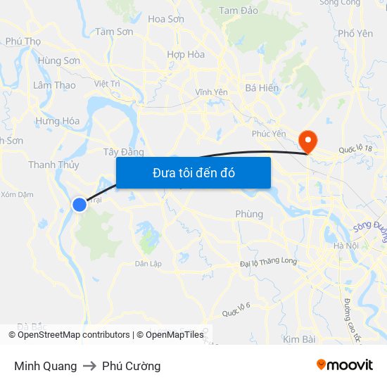 Minh Quang to Phú Cường map