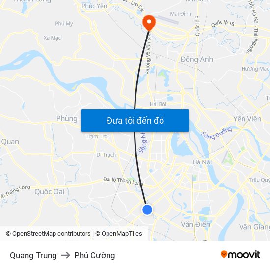 Quang Trung to Phú Cường map