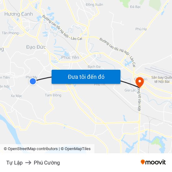 Tự Lập to Phú Cường map