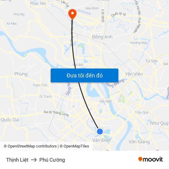 Thịnh Liệt to Phú Cường map