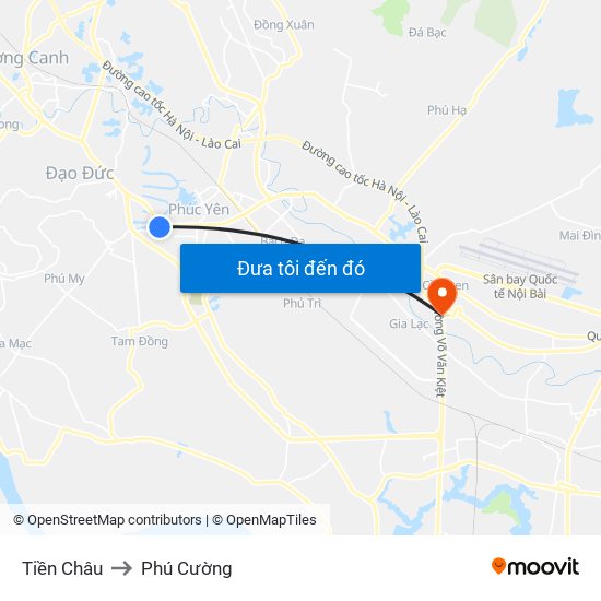 Tiền Châu to Phú Cường map