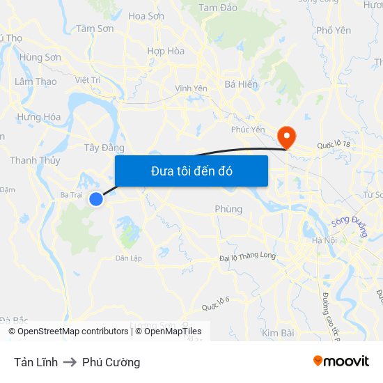 Tản Lĩnh to Phú Cường map