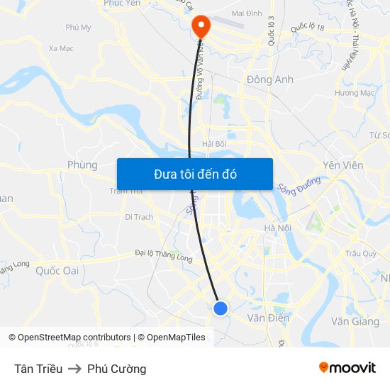 Tân Triều to Phú Cường map