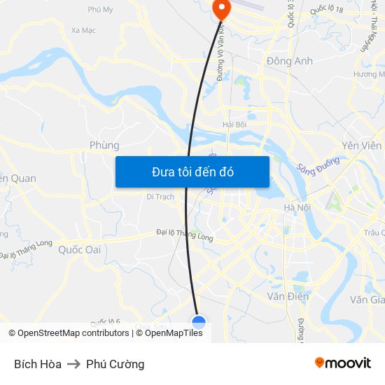 Bích Hòa to Phú Cường map