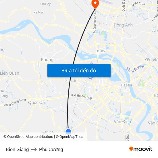 Biên Giang to Phú Cường map