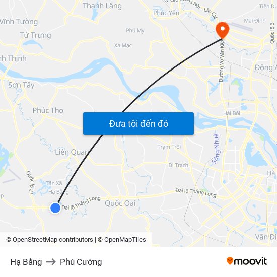 Hạ Bằng to Phú Cường map