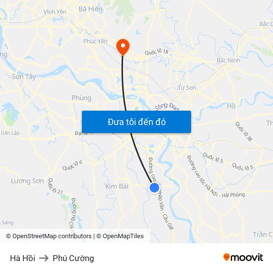 Hà Hồi to Phú Cường map