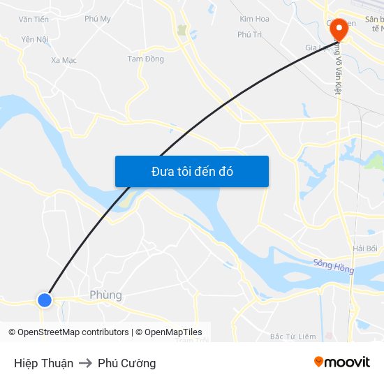 Hiệp Thuận to Phú Cường map