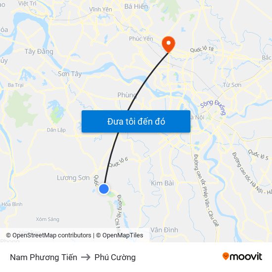 Nam Phương Tiến to Phú Cường map