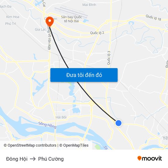 Đông Hội to Phú Cường map