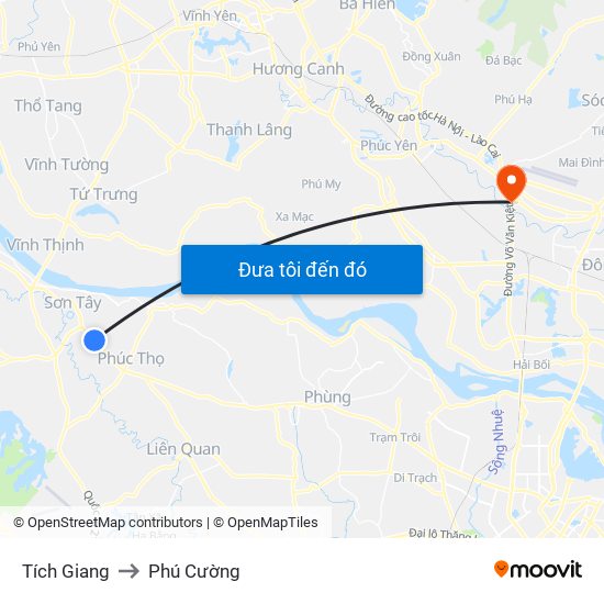 Tích Giang to Phú Cường map